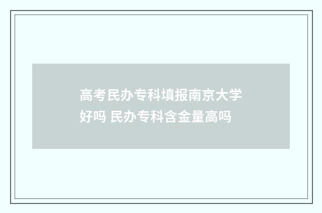高考民办专科填报南京大学好吗 民办专科含金量高吗