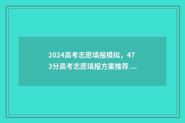 2024高考志愿填报模拟，473分高考志愿填报方案推荐 2024新高考如何填报志愿
