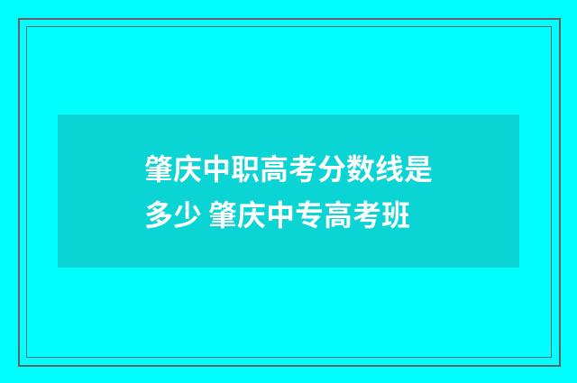 肇庆中职高考分数线是多少 肇庆中专高考班