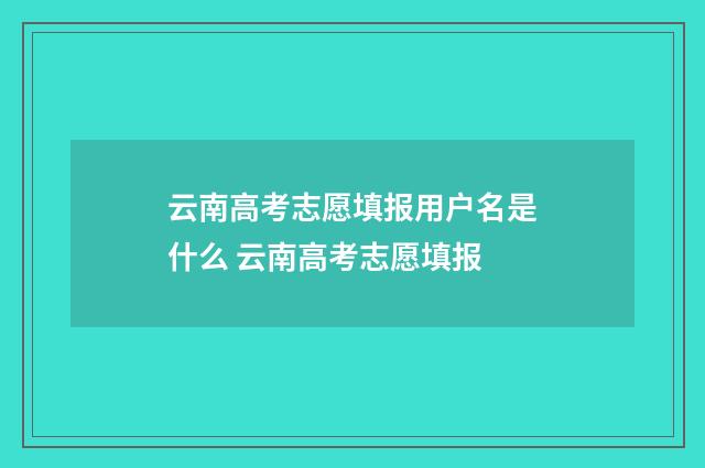 云南高考志愿填报用户名是什么 云南高考志愿填报
