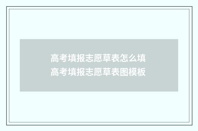 高考填报志愿草表怎么填 高考填报志愿草表图模板