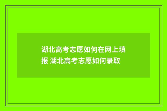 湖北高考志愿如何在网上填报 湖北高考志愿如何录取