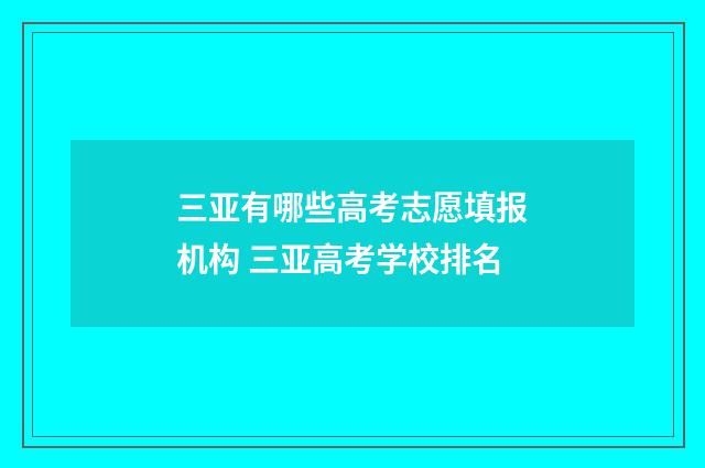 三亚有哪些高考志愿填报机构 三亚高考学校排名