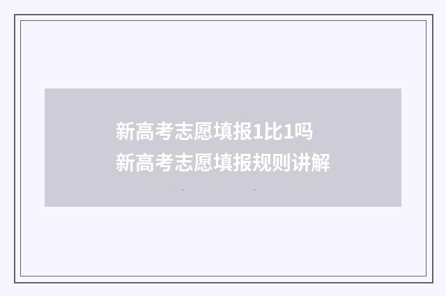 新高考志愿填报1比1吗 新高考志愿填报规则讲解