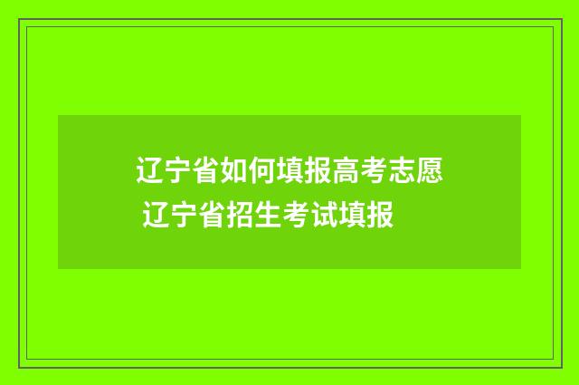 辽宁省如何填报高考志愿 辽宁省招生考试填报
