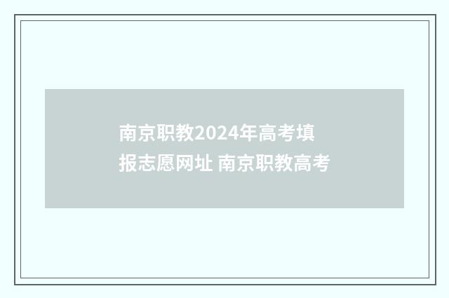 南京职教2024年高考填报志愿网址 南京职教高考
