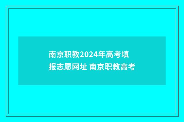 南京职教2024年高考填报志愿网址 南京职教高考