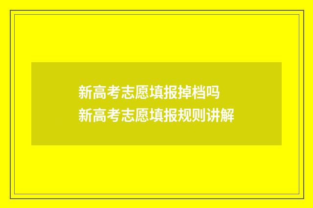 新高考志愿填报掉档吗 新高考志愿填报规则讲解