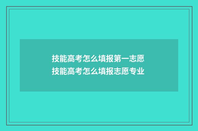 技能高考怎么填报第一志愿 技能高考怎么填报志愿专业