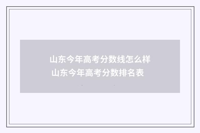 山东今年高考分数线怎么样 山东今年高考分数排名表