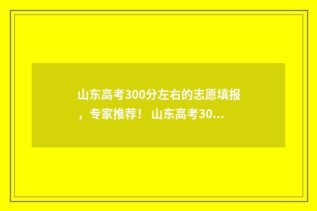 山东高考300分左右的志愿填报，专家推荐！ 山东高考300分左右能上本科吗
