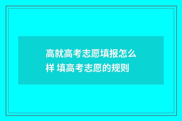 高就高考志愿填报怎么样 填高考志愿的规则