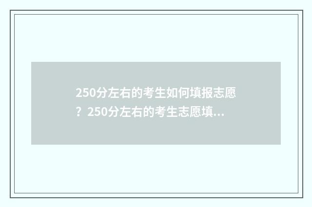 250分左右的考生如何填报志愿？250分左右的考生志愿填报指南 250分能考上什么学校