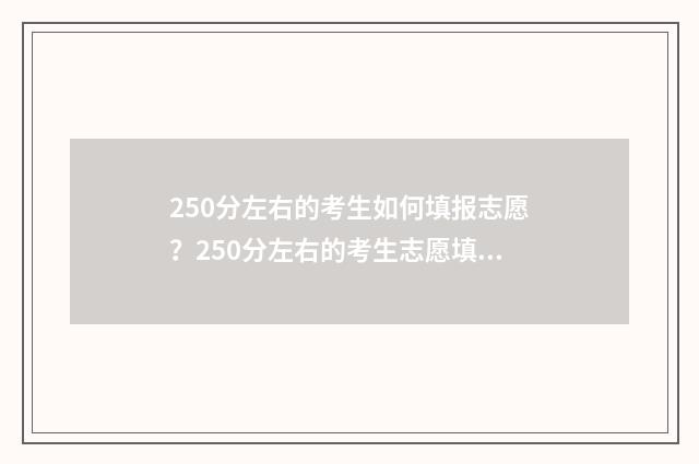 250分左右的考生如何填报志愿？250分左右的考生志愿填报指南 250分能考上什么学校