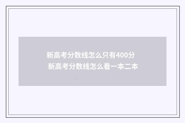 新高考分数线怎么只有400分 新高考分数线怎么看一本二本