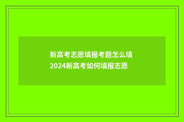 新高考志愿填报考题怎么填 2024新高考如何填报志愿
