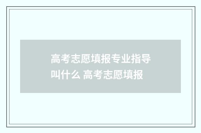 高考志愿填报专业指导叫什么 高考志愿填报