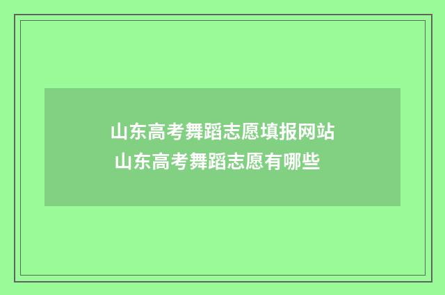 山东高考舞蹈志愿填报网站 山东高考舞蹈志愿有哪些