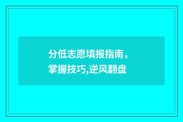 分低志愿填报指南, 掌握技巧,逆风翻盘