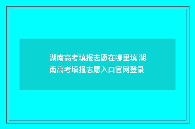 湖南高考填报志愿在哪里填 湖南高考填报志愿入口官网登录