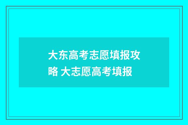 大东高考志愿填报攻略 大志愿高考填报