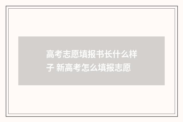 高考志愿填报书长什么样子 新高考怎么填报志愿