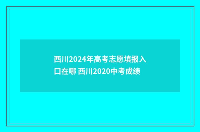 西川2024年高考志愿填报入口在哪 西川2020中考成绩