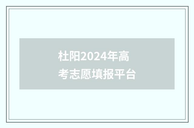 杜阳2024年高考志愿填报平台