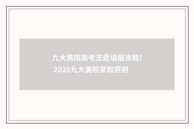 九大美院高考志愿填报攻略！ 2020九大美院录取原则