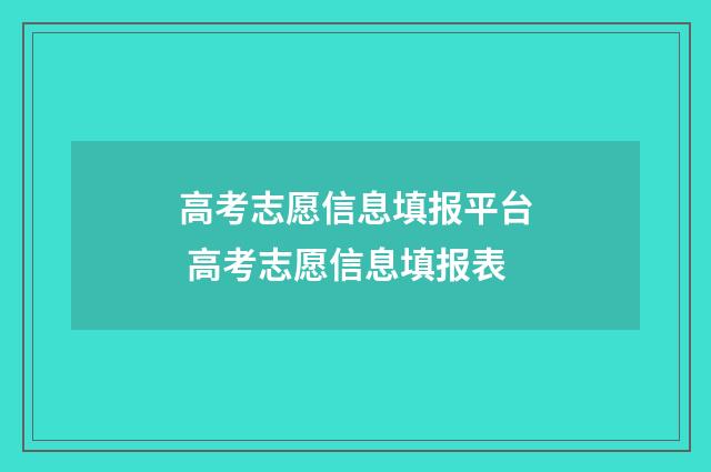 高考志愿信息填报平台 高考志愿信息填报表