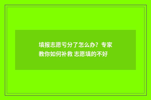 填报志愿亏分了怎么办?专家教你如何补救 志愿填的不好