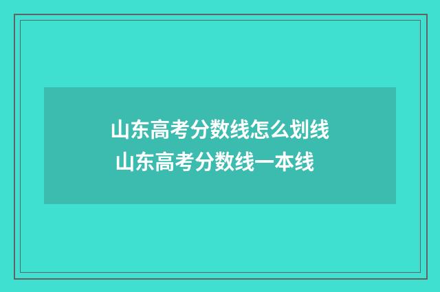 山东高考分数线怎么划线 山东高考分数线一本线