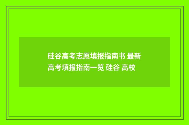 硅谷高考志愿填报指南书 最新高考填报指南一览 硅谷 高校