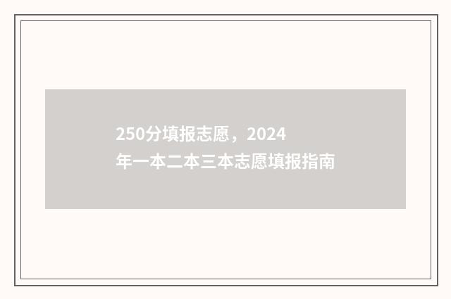 250分填报志愿，2024年一本二本三本志愿填报指南
