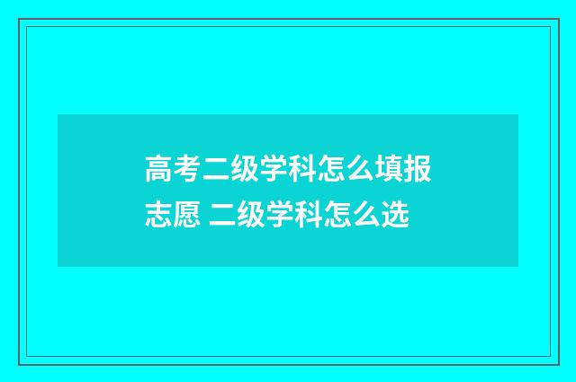 高考二级学科怎么填报志愿 二级学科怎么选