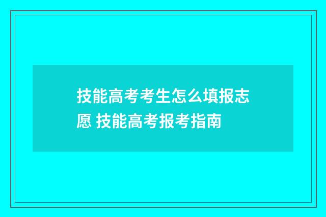 技能高考考生怎么填报志愿 技能高考报考指南