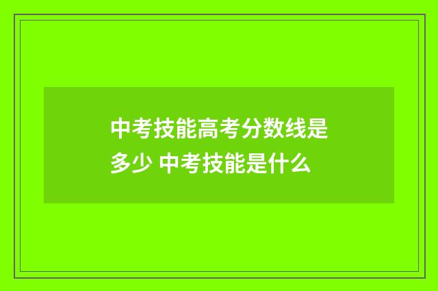 中考技能高考分数线是多少 中考技能是什么
