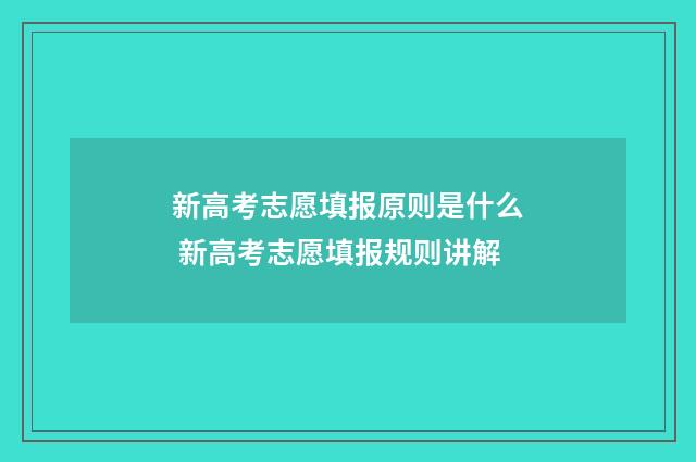 新高考志愿填报原则是什么 新高考志愿填报规则讲解