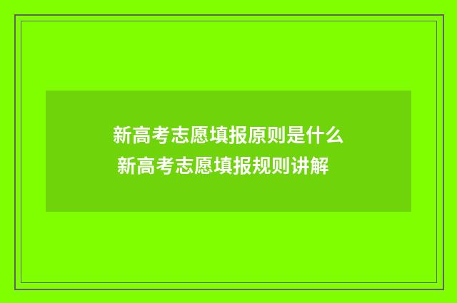 新高考志愿填报原则是什么 新高考志愿填报规则讲解