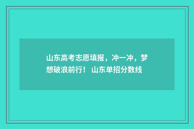 山东高考志愿填报，冲一冲，梦想破浪前行！ 山东单招分数线