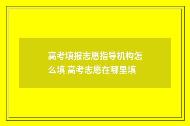 高考填报志愿指导机构怎么填 高考志愿在哪里填