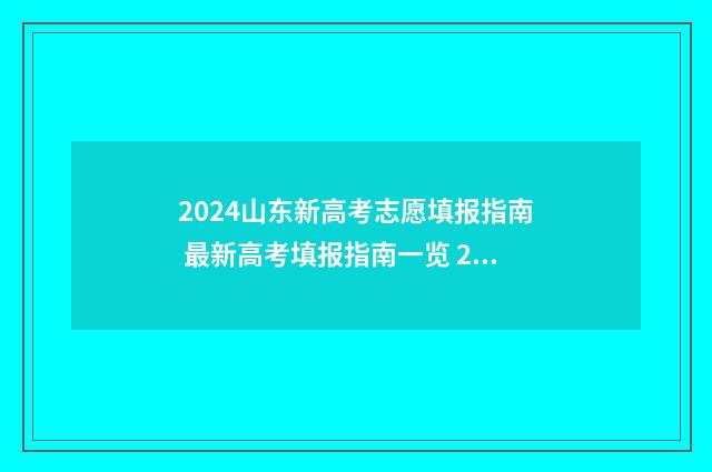 2024山东新高考志愿填报指南 最新高考填报指南一览 2024山东新高考一卷