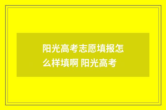 阳光高考志愿填报怎么样填啊 阳光高考