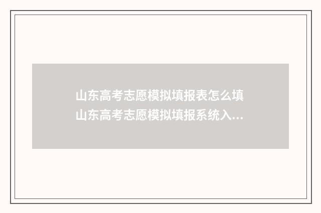 山东高考志愿模拟填报表怎么填 山东高考志愿模拟填报系统入口