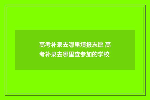 高考补录去哪里填报志愿 高考补录去哪里查参加的学校