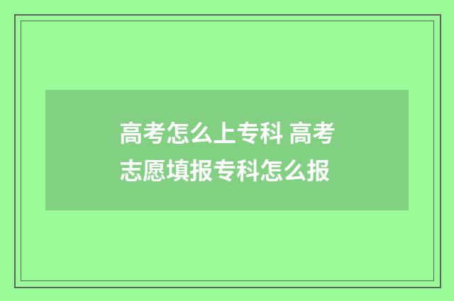 高考怎么上专科 高考志愿填报专科怎么报