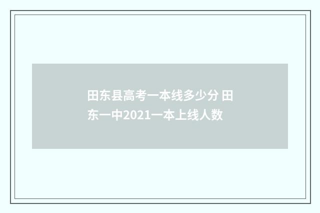 田东县高考一本线多少分 田东一中2021一本上线人数