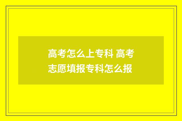 高考怎么上专科 高考志愿填报专科怎么报
