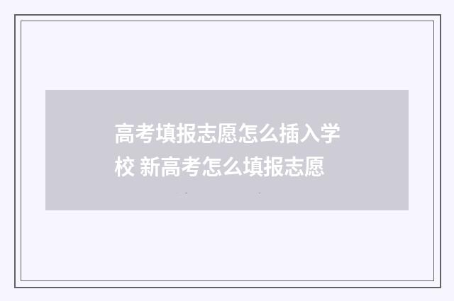 高考填报志愿怎么插入学校 新高考怎么填报志愿