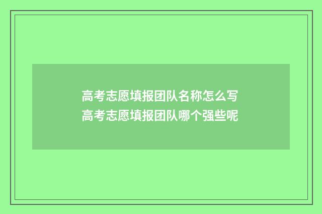 高考志愿填报团队名称怎么写 高考志愿填报团队哪个强些呢